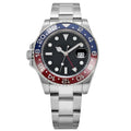 Dual Time 40 – Blue Dial | Silver Tone Bracelet & Red-Blue Ceramic Bezel